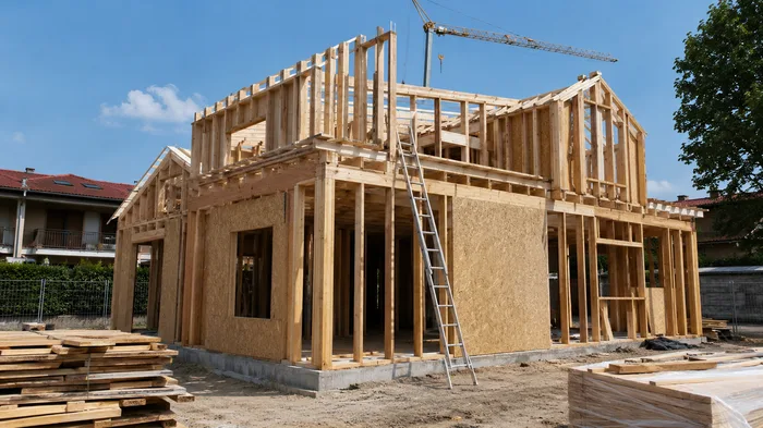 Cantiere casa americana legno Light Frame struttura travetti