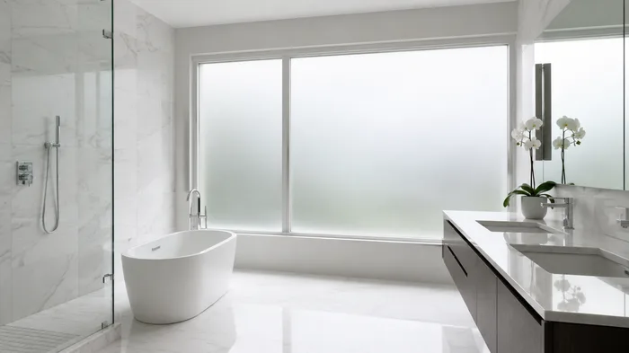 Pellicola privacy bagno vetro satinato effetto opaco luce naturale
