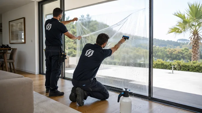Tecnici Bisacchi applicazione pellicola vetrata interna villa