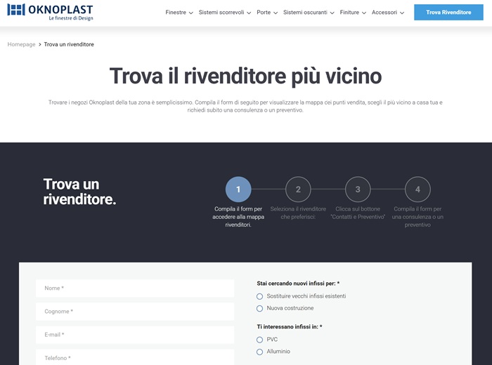 trova rivenditore oknoplast