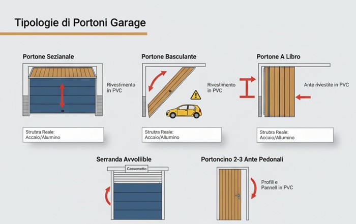 Tipologie di portoni da garage: sezionale, basculante, a libro, serranda