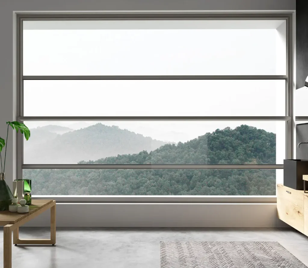 Finestra ad apertura verticale in alluminio