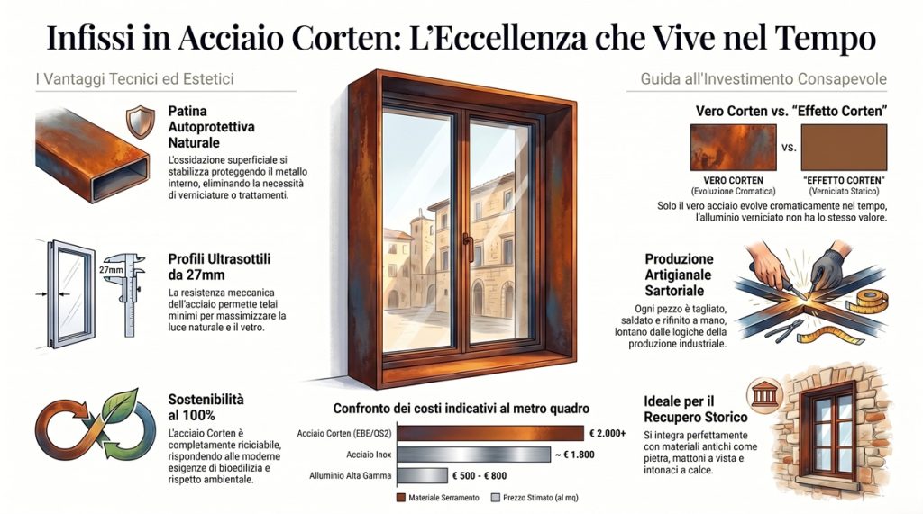 infissi in acciaio corten prezzi