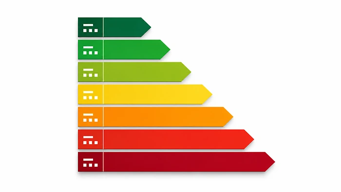 Scala classi energetiche serramenti dalla A+++ alla G - infografica Bisacchi