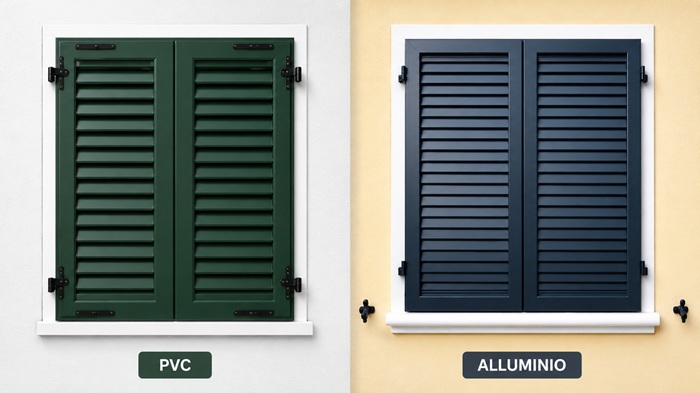 Confronto persiane PVC vs alluminio - tabella decisionale costi durata estetica