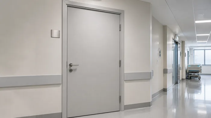 Porta tagliafuoco REI 120 in corridoio ospedaliero - Bisacchi