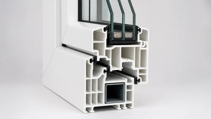 Profilo finestra Rehau PVC con 7 camere d'aria - sezione macro tecnica
