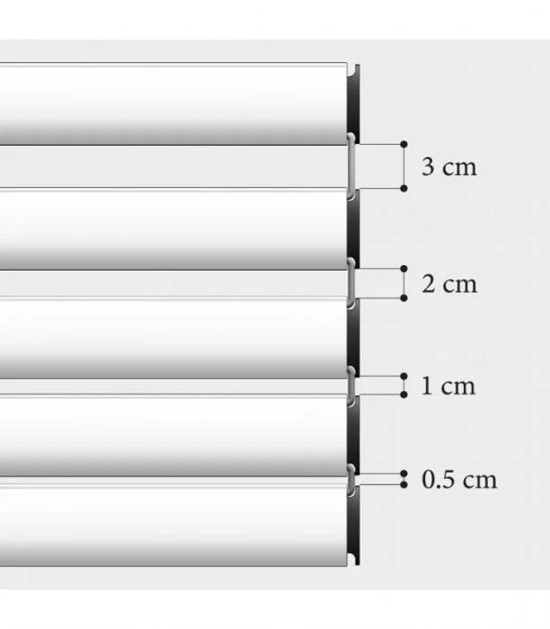 Aperture regolabili delle lamelle della tapparella frangisole blindata da 0,5 a 3 cm