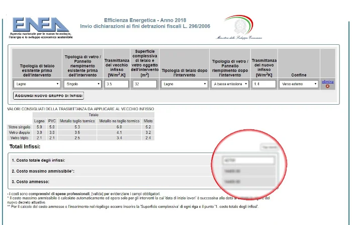 Schermata del portale ENEA per l'invio della pratica di detrazione